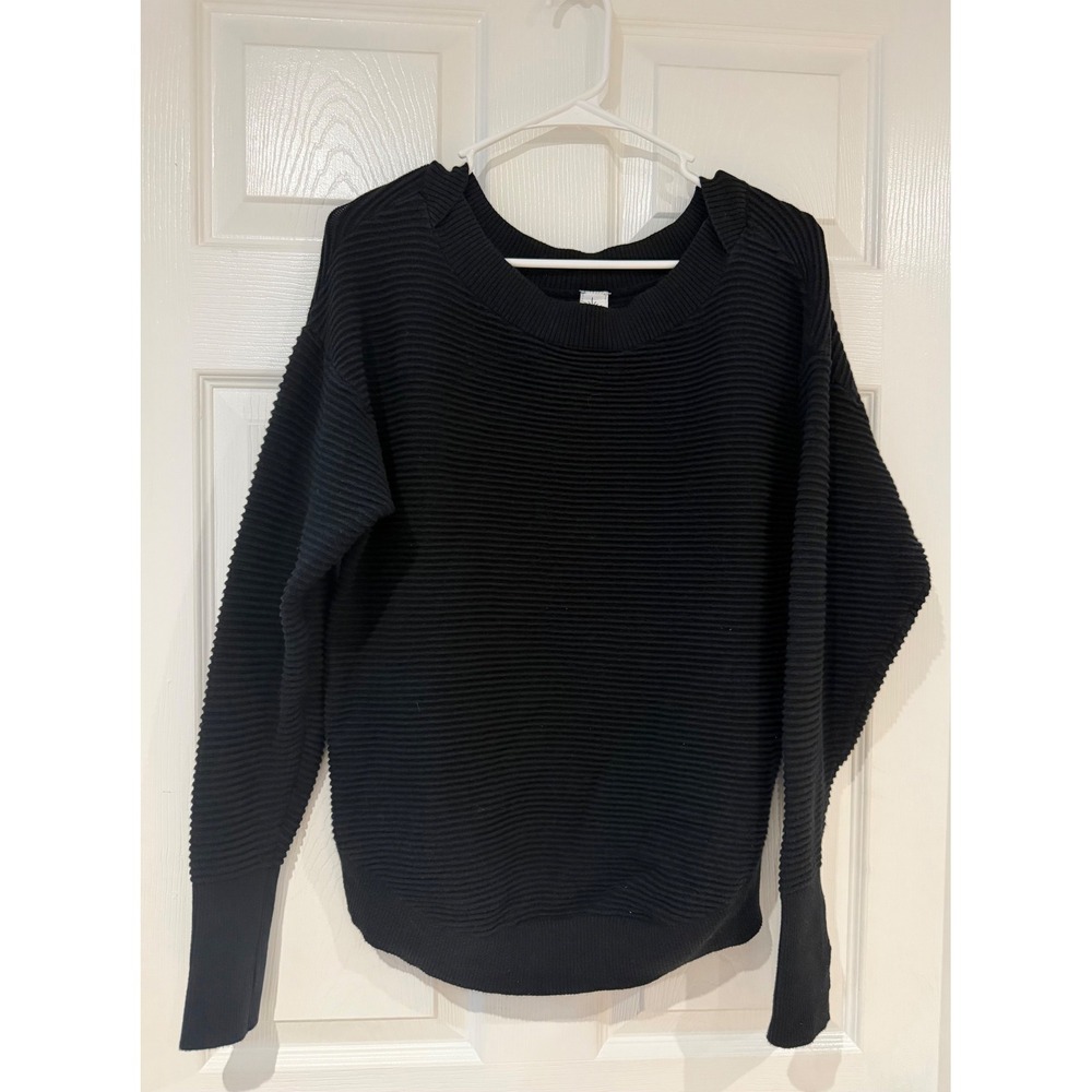 OFFLINE by Aerie Women Black Ribbed Crewneck Sweater XS Loungewear Athleisure